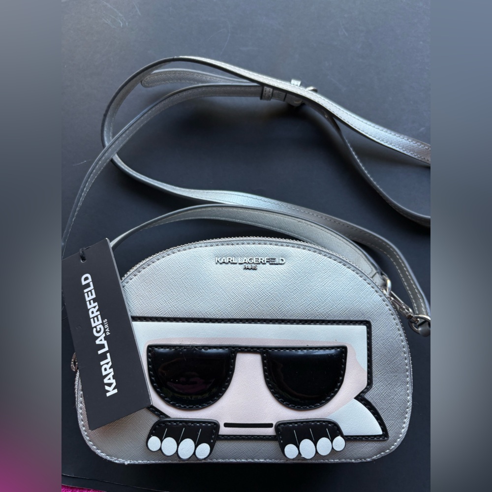 Karl Lagerfeld Metallic Silver Crossbody Bag
